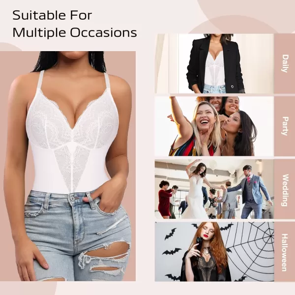 Bodysuits for Women Lace Shapewear Body Suit Faja Body Shaper Lingerie for Women V Neck Jumpsuit