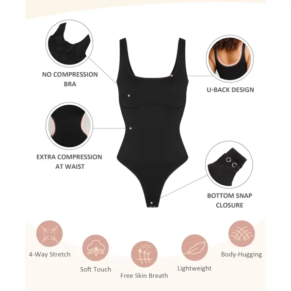 Bodysuits for Women Tummy Control Shapewear Seamless Scoop Neck Thong Bodysuit Sculpting Shaper Tank Top Jumpsuit
