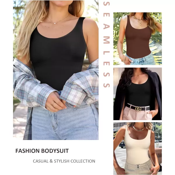 Bodysuits for Women Tummy Control Shapewear Seamless Scoop Neck Thong Bodysuit Sculpting Shaper Tank Top Jumpsuit