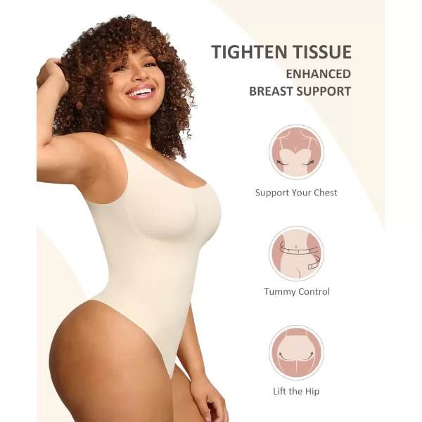 Bodysuits for Women Tummy Control Shapewear Seamless Scoop Neck Thong Bodysuit Sculpting Shaper Tank Top Jumpsuit