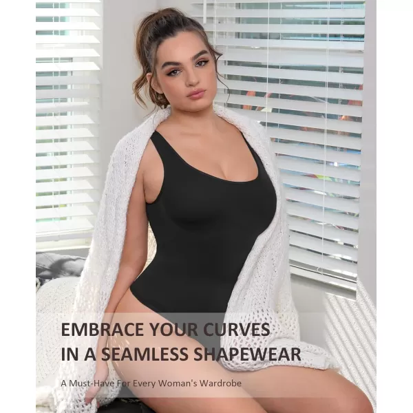 Bodysuits for Women Tummy Control Shapewear Seamless Scoop Neck Thong Bodysuit Sculpting Shaper Tank Top Jumpsuit