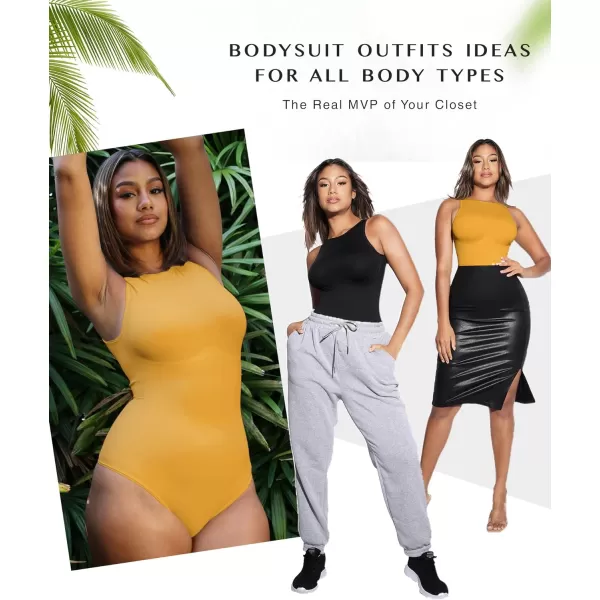 Bodysuits for Women Tummy Control Thong Seamless Leotard High Neck Racerback Tank Tops with Snap