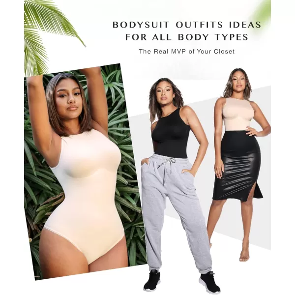 Bodysuits for Women Tummy Control Thong Seamless Leotard High Neck Racerback Tank Tops with Snap