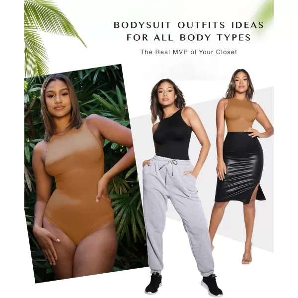 Bodysuits for Women Tummy Control Thong Seamless Leotard High Neck Racerback Tank Tops with Snap