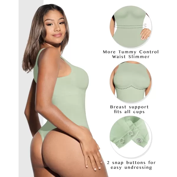 Bodysuits for Women Tummy Control Thong Seamless Leotard High Neck Racerback Tank Tops with Snap