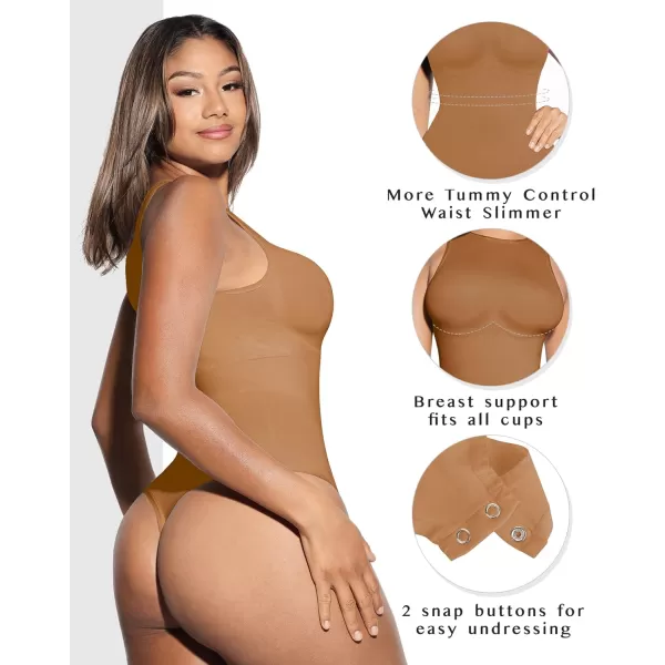 Bodysuits for Women Tummy Control Thong Seamless Leotard High Neck Racerback Tank Tops with Snap