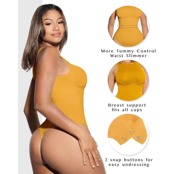 Bodysuits for Women Tummy Control Thong Seamless Leotard High Neck Racerback Tank Tops with Snap
