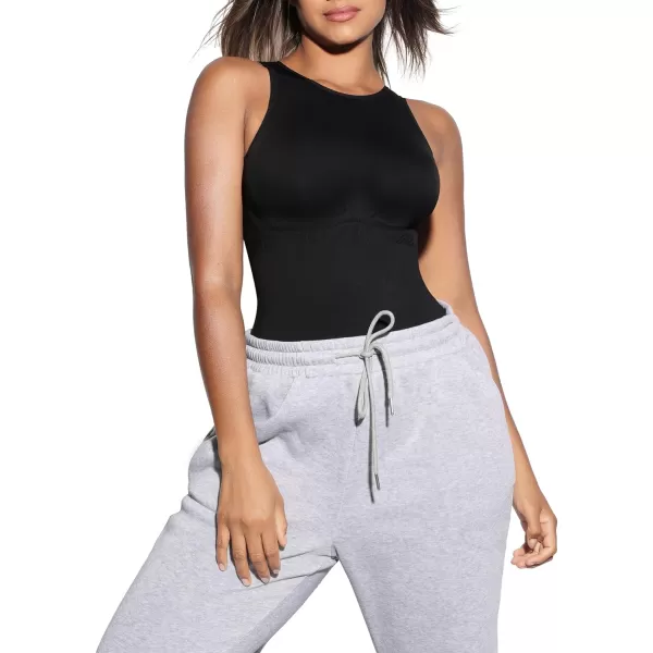 Bodysuits for Women Tummy Control Thong Seamless Leotard High Neck Racerback Tank Tops with Snap