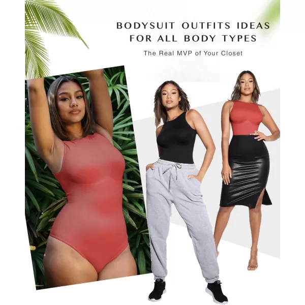 Bodysuits for Women Tummy Control Thong Seamless Leotard High Neck Racerback Tank Tops with Snap