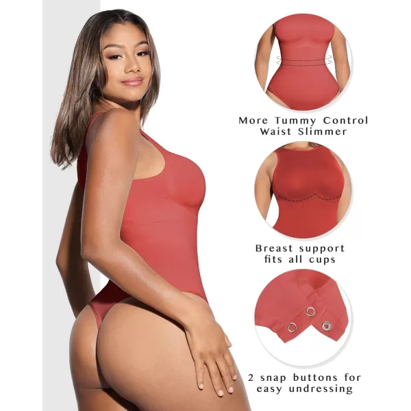 Bodysuits for Women Tummy Control Thong Seamless Leotard High Neck Racerback Tank Tops with Snap