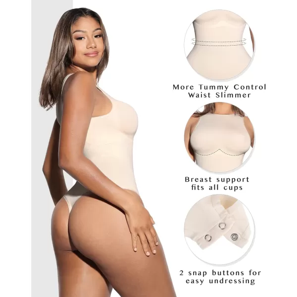 Bodysuits for Women Tummy Control Thong Seamless Leotard High Neck Racerback Tank Tops with Snap