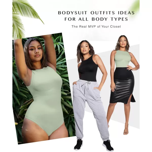 Bodysuits for Women Tummy Control Thong Seamless Leotard High Neck Racerback Tank Tops with Snap