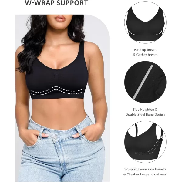 Bras for Women Wireless Bra Deep V Bras Back Smoothing Bra Seamless Bras with Removable Pads