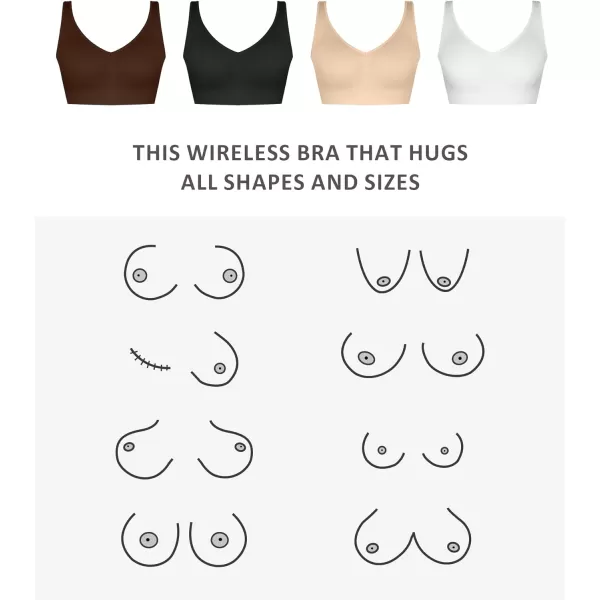 Bras for Women Wireless Bra Deep V Bras Back Smoothing Bra Seamless Bras with Removable Pads