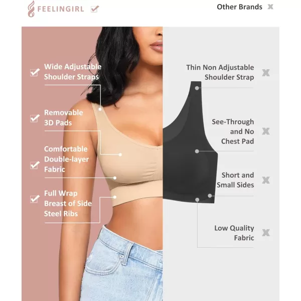 Bras for Women Wireless Bra Deep V Bras Back Smoothing Bra Seamless Bras with Removable Pads