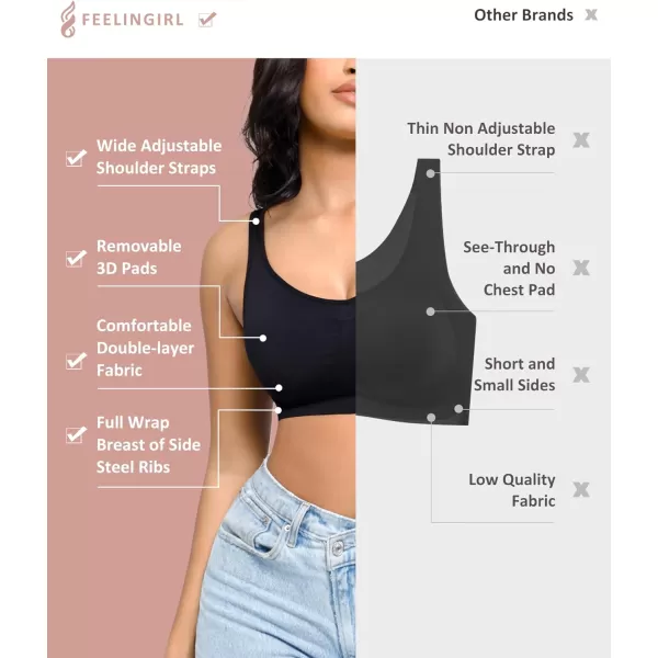 Bras for Women Wireless Bra Deep V Bras Back Smoothing Bra Seamless Bras with Removable Pads