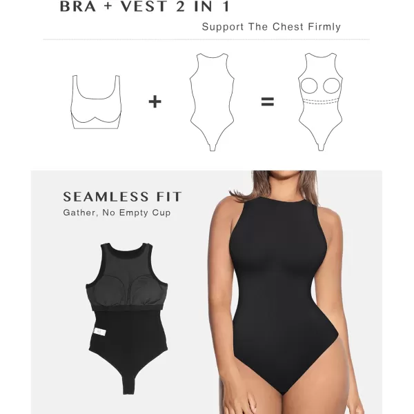 Built-in Bra Bodysuits for Women Sleeveless Ribbed Thong Bodysuit Summer Going Out Tank Tops