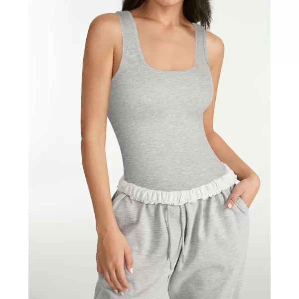 Built-in Bra Bodysuits for Women Sleeveless Ribbed Thong Bodysuit Summer Going Out Tank Tops