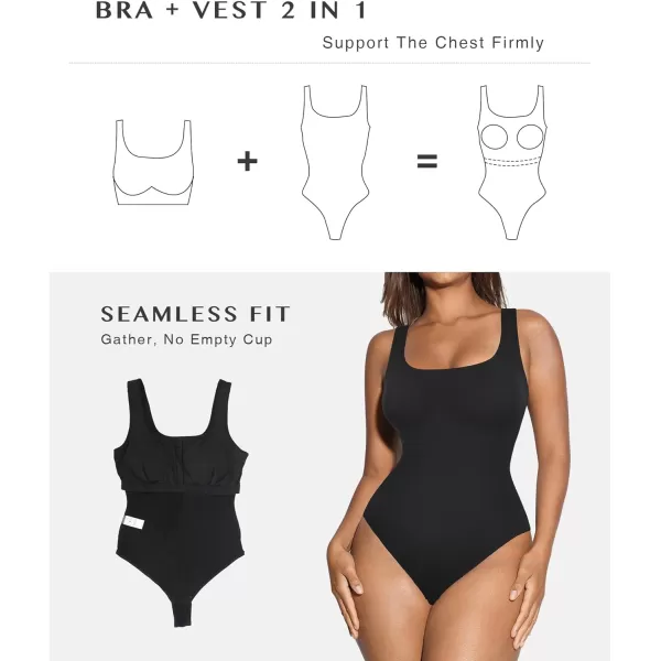 Built-in Bra Bodysuits for Women Sleeveless Ribbed Thong Bodysuit Summer Going Out Tank Tops