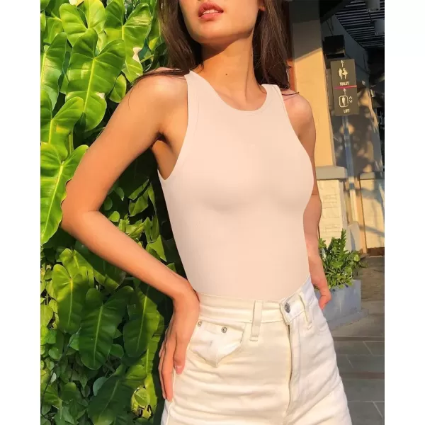 Built-in Bra Bodysuits for Women Sleeveless Ribbed Thong Bodysuit Summer Going Out Tank Tops