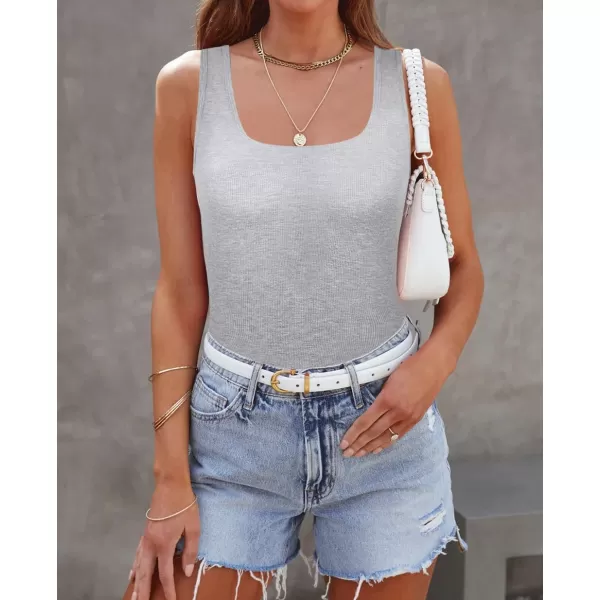 Built-in Bra Bodysuits for Women Sleeveless Ribbed Thong Bodysuit Summer Going Out Tank Tops