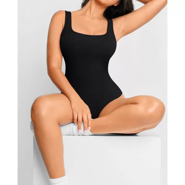 Built-in Bra Bodysuits for Women Sleeveless Ribbed Thong Bodysuit Summer Going Out Tank Tops