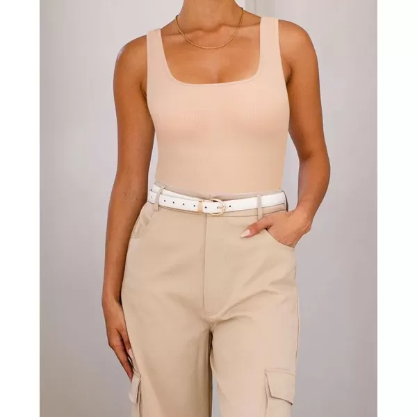 Built-in Bra Bodysuits for Women Sleeveless Ribbed Thong Bodysuit Summer Going Out Tank Tops