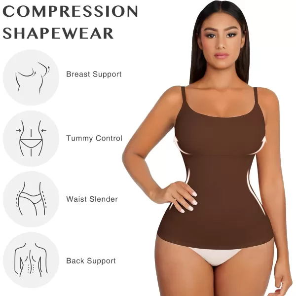 Compression Cami for Women Tummy Control Camisole with Padded Bras Scoop Neck Shapewear Tank Tops
