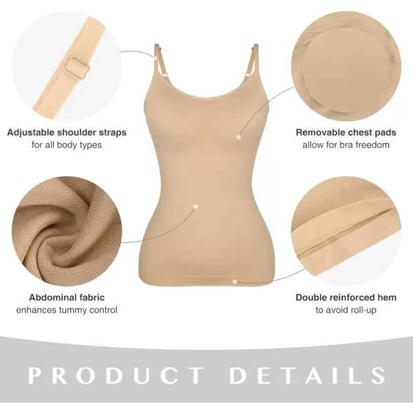 Compression Cami for Women Tummy Control Camisole with Padded Bras Scoop Neck Shapewear Tank Tops