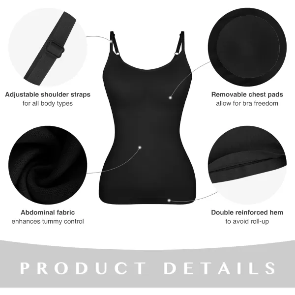 Compression Cami for Women Tummy Control Camisole with Padded Bras Scoop Neck Shapewear Tank Tops