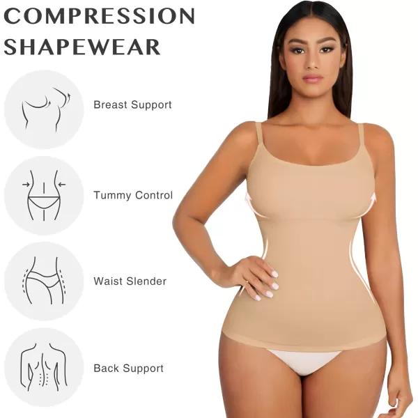 Compression Cami for Women Tummy Control Camisole with Padded Bras Scoop Neck Shapewear Tank Tops