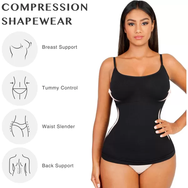 Compression Cami for Women Tummy Control Camisole with Padded Bras Scoop Neck Shapewear Tank Tops