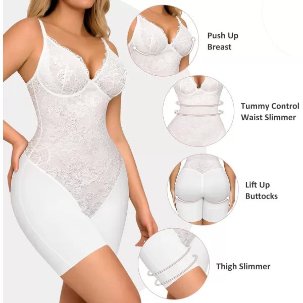 Lace Bodysuit for Women Tummy Control Shapewear Bodysuit Tops V Neck Corset Body Suit Mid Thigh Body Shaper