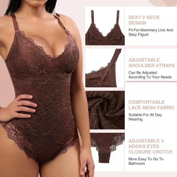 Lace Bodysuit for Women Tummy Control Shapewear V-Neck Sleeveless Tops Backless Camisole Jumpsuit