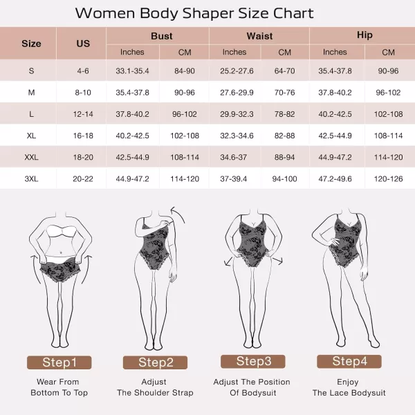 Lace Bodysuit for Women Tummy Control Shapewear V-Neck Sleeveless Tops Backless Camisole Jumpsuit