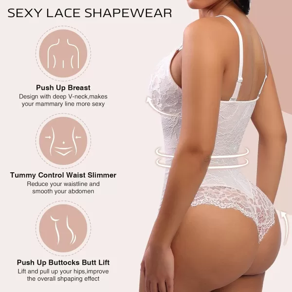 Lace Bodysuit for Women Tummy Control Shapewear V-Neck Sleeveless Tops Backless Camisole Jumpsuit