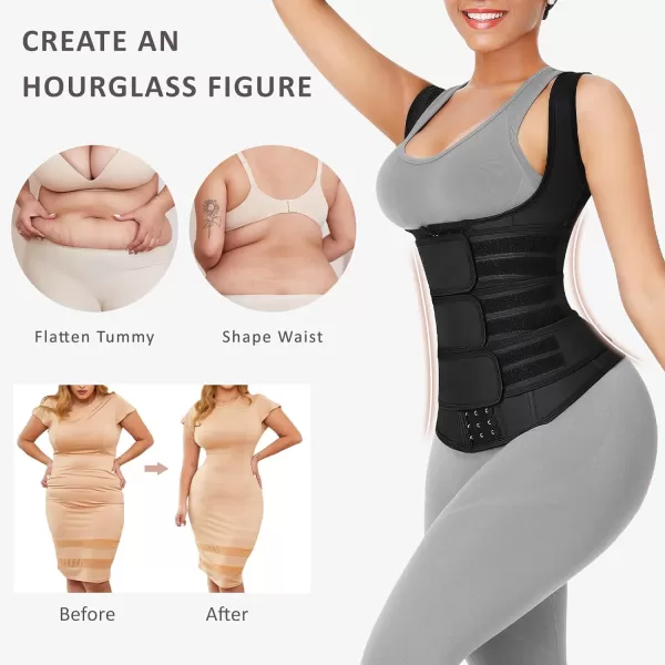 Latex Waist Trainers Vest for Women Plus Size Waist Cincher Corset Fajas Triple Belts 3 Hooks 9 Steel Bones