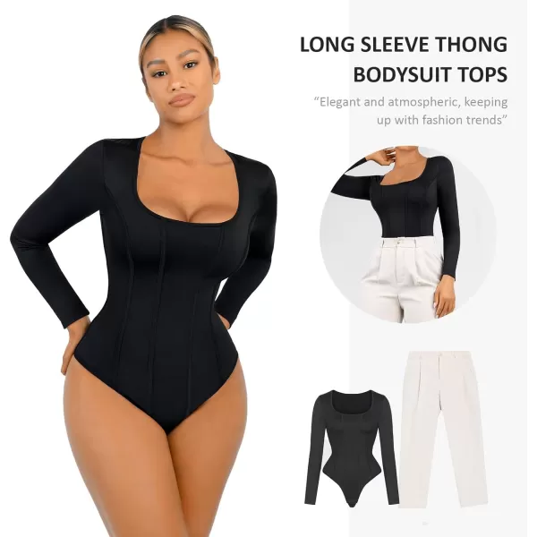 Long Sleeve Bodysuit for Women Tummy Control Thong Tops Square Neck Body Suit Short Sleeve Going Out Bodysuits