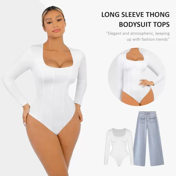 Long Sleeve Bodysuit for Women Tummy Control Thong Tops Square Neck Body Suit Short Sleeve Going Out Bodysuits