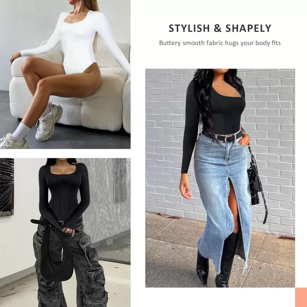 Long Sleeve Bodysuit for Women Tummy Control Thong Tops Square Neck Body Suit Short Sleeve Going Out Bodysuits