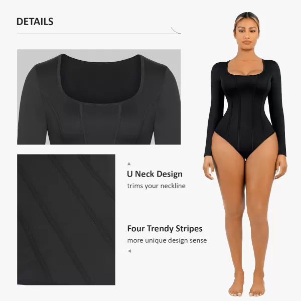 Long Sleeve Bodysuit for Women Tummy Control Thong Tops Square Neck Body Suit Short Sleeve Going Out Bodysuits