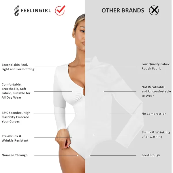 Long Sleeve Bodysuits for Women Body Suit Tummy Control Thong Shapewear Bodysuit Square Deep V Neck Tops 2024