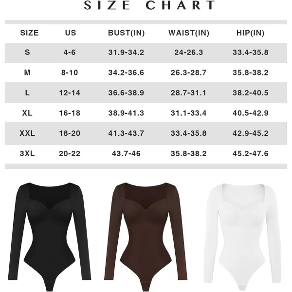 Long Sleeve Bodysuits for Women Body Suit Tummy Control Thong Shapewear Bodysuit Square Deep V Neck Tops 2024