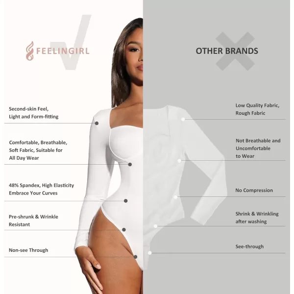 Long Sleeve Bodysuits for Women Body Suit Tummy Control Thong Shapewear Bodysuit Square Deep V Neck Tops 2024