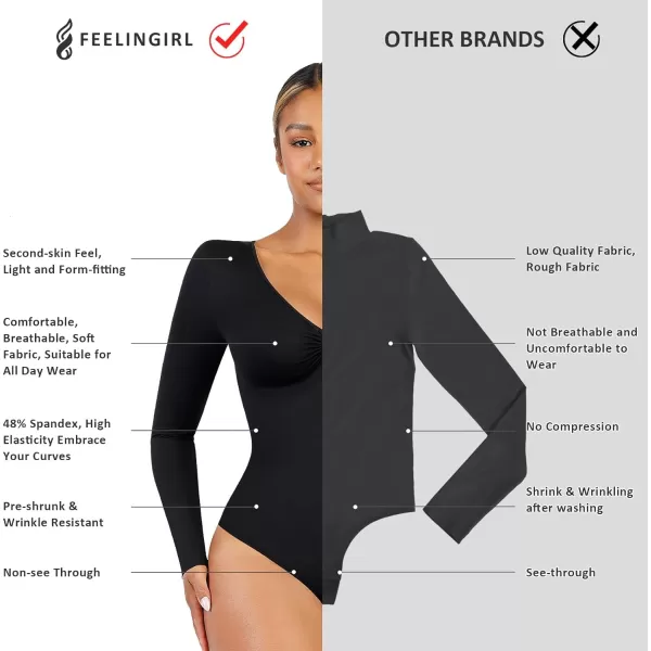 Long Sleeve Bodysuits for Women Body Suit Tummy Control Thong Shapewear Bodysuit Square Deep V Neck Tops 2024