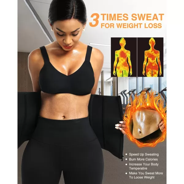 Neoprene Waist Trainer for Women 3 Straps Tummy Control Workout Corset Cincher Long Torso Trimmer Sauna Belt-7 Steel Bones)