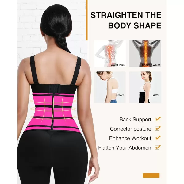 Neoprene Waist Trainer for Women 3 Straps Tummy Control Workout Corset Cincher Long Torso Trimmer Sauna Belt-7 Steel Bones)