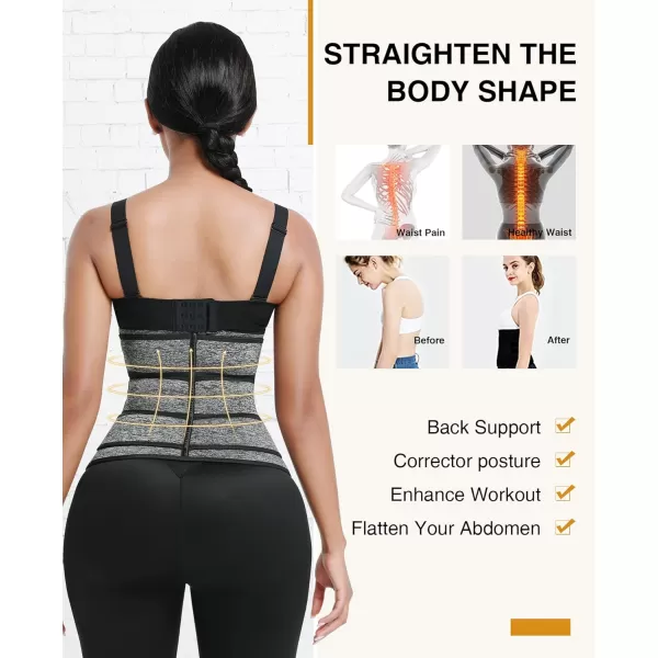 Neoprene Waist Trainer for Women 3 Straps Tummy Control Workout Corset Cincher Long Torso Trimmer Sauna Belt-7 Steel Bones)