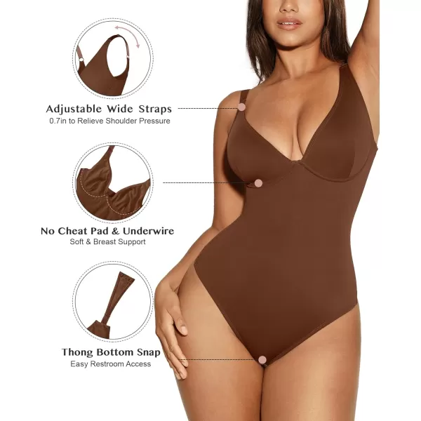 Shapewear Bodysuits for Women Tummy Control Body Suits Deep V Neck Thong Body Shaper
