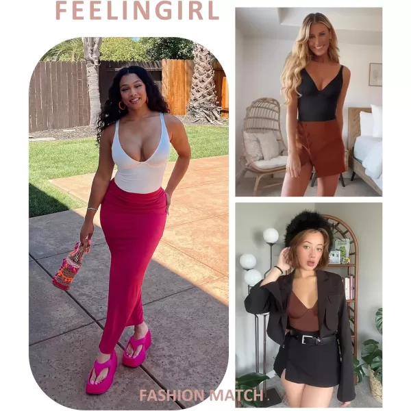 Shapewear Bodysuits for Women Tummy Control Body Suits Deep V Neck Thong Body Shaper